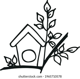Bird feeder on wood vector