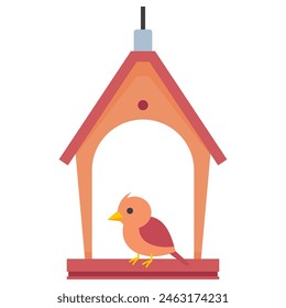 Alimentador de pájaros para la ilustración de dibujos animados de Vector al aire libre aislado en un fondo blanco.