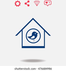Bird feeders vector icon on grey background.