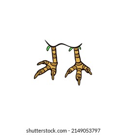 Bird feet pattern, chicken feet or an Asian delicacy. Vector drawing. Pet pattern.