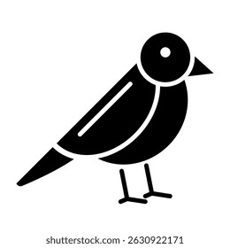 Bird Fill Icon. Black and White Bird Symbol