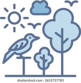Vogel gefüllt blauer Ton Symbol