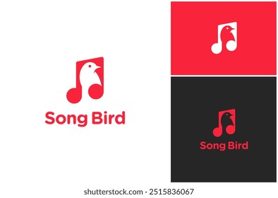 Bird Finch Robin Sparrow Music Song Musical Sing Negative Space Vector Logo Design Illustration