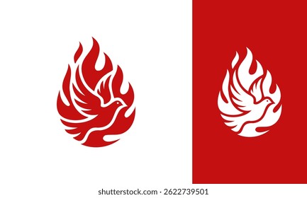 Bird with fire logo design template vector