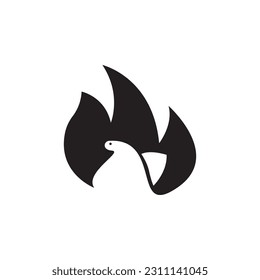 ilustración de icono del logotipo de pájaro en fuego.