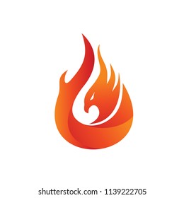 Bird With Fire Logo Template