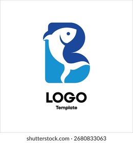 Letra B del logotipo del pez pájaro con fondo transparente