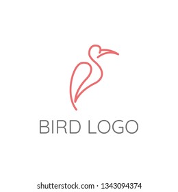 Bird flamingo logo design template