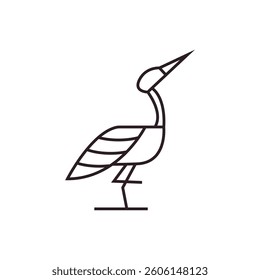 Bird flamingo vector symbol sign line icon illustration animal logo concept