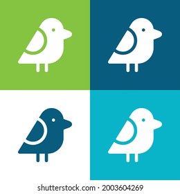Bird Flat cuatro colores mínimo conjunto de iconos