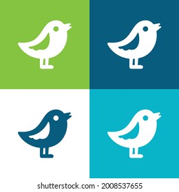 Bird Flat four color minimal icon set