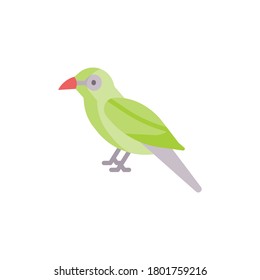 Icono plano de pájaro, aislado en fondo blanco