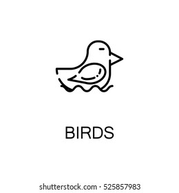 Bird flat icon. Single high quality outline symbol of spring for web design or mobile app. Thin line signs of bird for design logo, visit card, etc. Outline pictogram of bird 