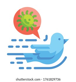 Icono de Bird Flat. Concepto de transmisión de virus.