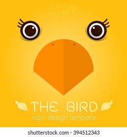 Bird Flat logo on yellow background Vector illustration 