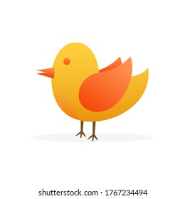Bird flat on white background. Cute animal set. Animal cartoon character set. Vector stock illustration.