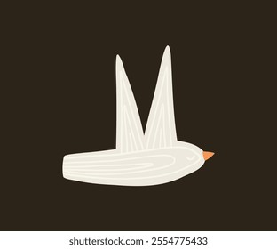 Bird in flat style. Hand drawn vector illustration.