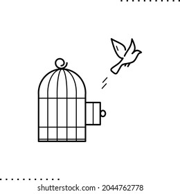 the bird flew out of the cage, the concept of freedom, release from captivity