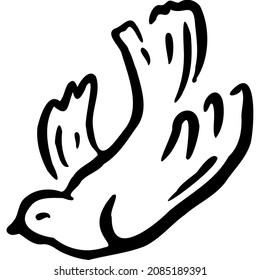 Bird flies down sketch vector illustration hand draw