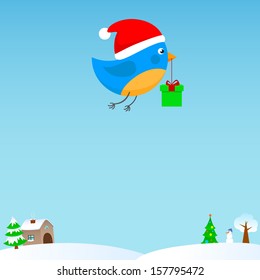 a bird flies with a gift in its beak