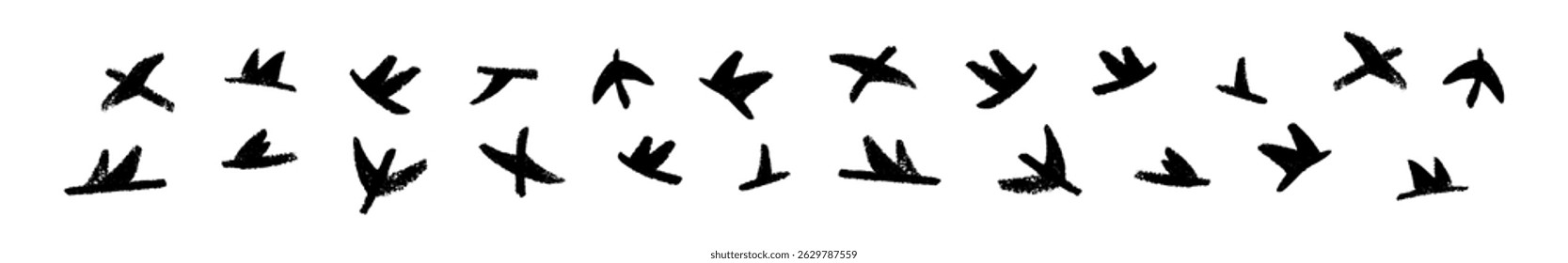 Bird in flight with expressive brush strokes in crayon style, nature symbol. Flat vector illustration isolated on white background.