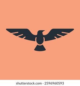 Bird in flight on a peach background
