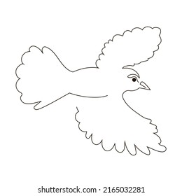 Bird in flight in one continuous line style. Vector illustration isolated on white background