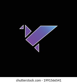 Bird In Flight Origami blue gradient vector icon