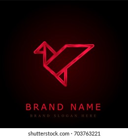 Bird in flight origami red chromium metallic logo