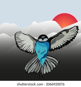 Bird in flight, vector. Minimalist wall decals, wall artwork. Wall decoration. 