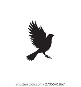 Bird in flight, wings spread wide, alert posture, mid-takeoff or landing, wild creature, avian form, artistic silhouette, detailed wings, vector graphic, isolated.