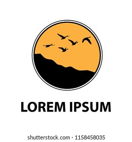 bird flock in the sky, logo template