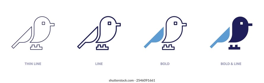 Bird flocks icon in 4 different styles. Thin Line, Line, Bold, and Bold Line. Duotone style. Editable stroke.