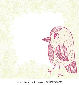 Bird and floral background. Vector illustration.