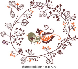 bird floral design