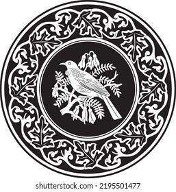 bird with floral frame handmade vector design