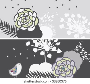 bird and floral template