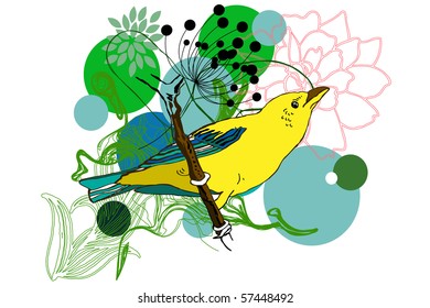 bird and flower