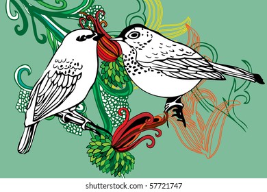 bird and flower