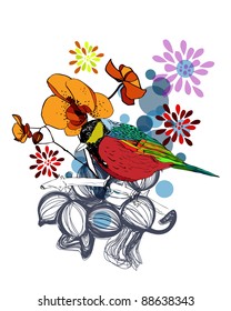 bird and flower