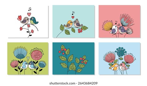 Ave e Flor Sortimento Artístico Notecard Conjunto de Papelaria para Todas as Ocasiões e Saudações