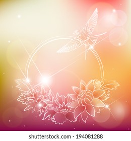 bird with flower background orange