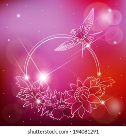 bird with flower background red
