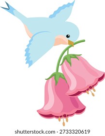 a bird with a flower in its beak without a background