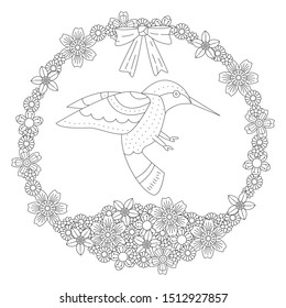 Bird And Flower Coloring Book Pages