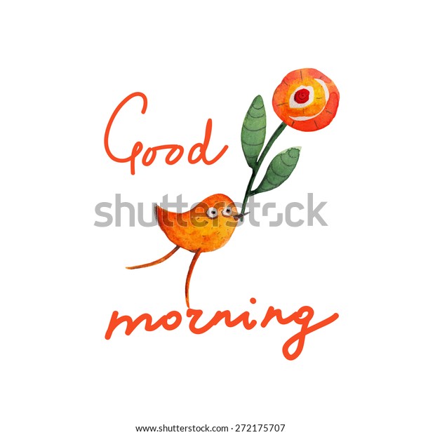 Bird Flower Greeting Good Morning Vector Stock Image Download Now