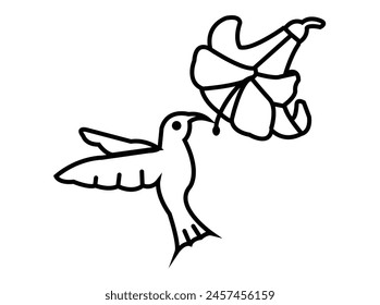 bird and flower logo design . black and white color