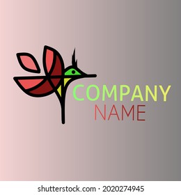 bird and flower logo with vector format