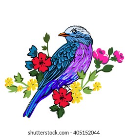 bird and flower pattern