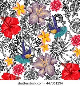 bird and flower pattern